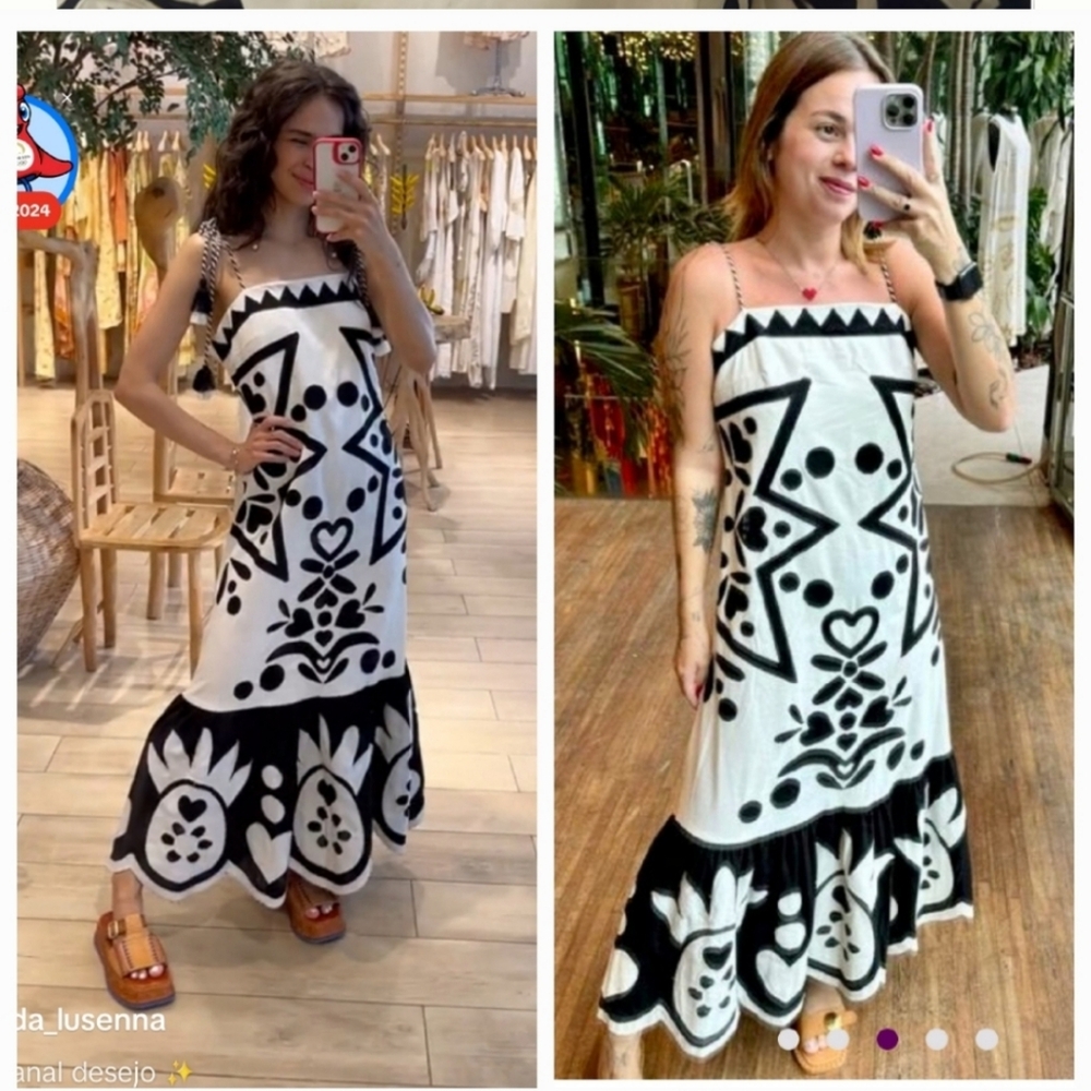 Farm Rio Square Neck Patchwork Maxidress - Picture 7 of 9